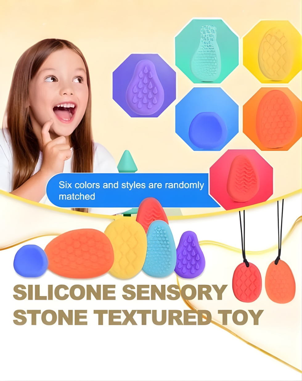Silicone Sensory Stone Necklace